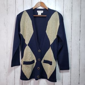 Vintage Outlander Collection Navy Blue Gold Knit C